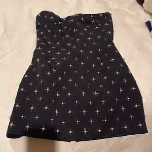 iris & ink navy top with pearls
